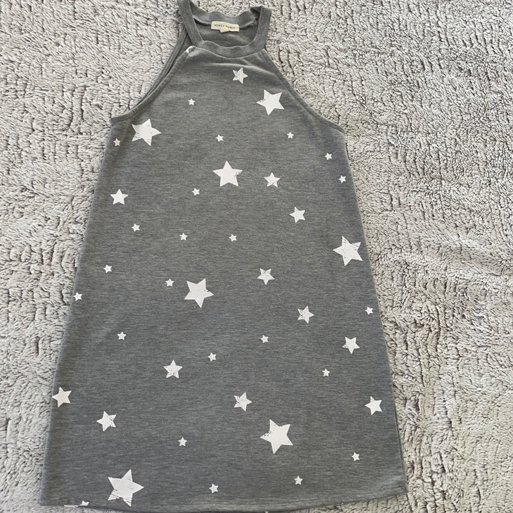 Cotton mini tank summer dress, S, star